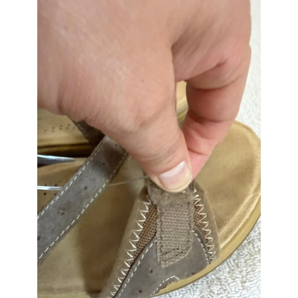 Earth Spirit Women's Brown Suede Velkro Strap Sandals Gelron Cushion Size 10